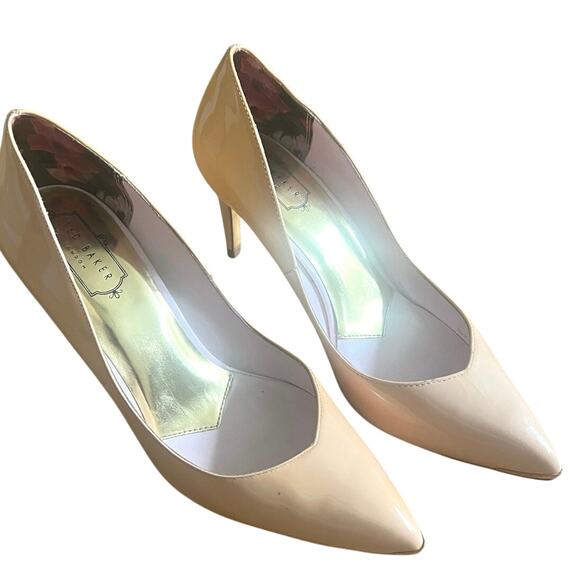 Ted Baker Nude‎ Patent Leather Heels Size 40 | Pointed Toe Classic Pumps Luxury - Picture 2 of 9